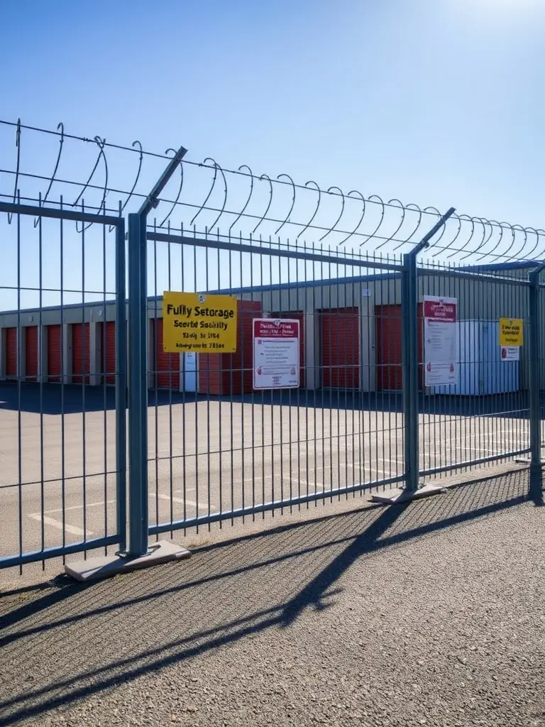 A secure, fenced outdoor storage yard with ample space for equipment and materials, suitable for businesses requiring outdoor storage solutions in Dallas.